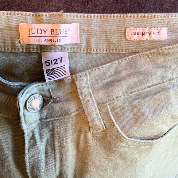 Judy Blue Olive Green Skinny Fit Denim Jeans Size 5/27 - Picture 3 of 6